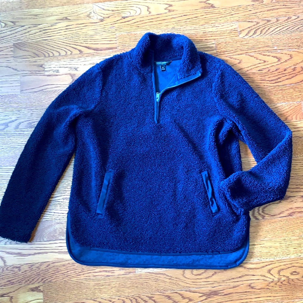 Banana Republic Sherpa Pullover Zip Sweatshirt, Navy, Medium